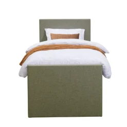 1-Persoons Boxsprings-Leen Bakker Boxspring met voetbord Liv egaal - groen - 90x200 cm - vierkante poot