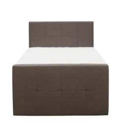 Leen Bakker Boxspring met voetbord Liv geblokt - donkerbruin - 120x200 cm - ronde poot