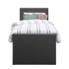 Leen Bakker Boxspring met voetbord Liv egaal - antraciet - 90x200 cm - vierkante poot