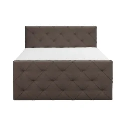 Leen Bakker Boxspring met voetbord Liv geruit - donkerbruin - 180x200 cm - ronde poot