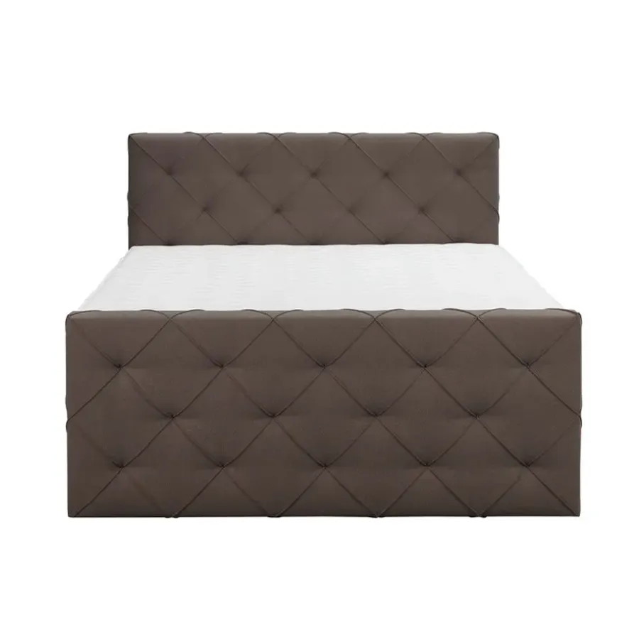 Leen Bakker Boxspring met voetbord Liv geruit - donkerbruin - 180x200 cm - ronde poot