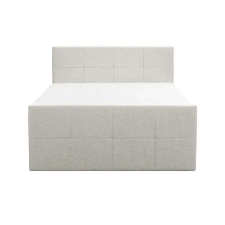 2-Persoons Boxsprings-Leen Bakker Boxspring met voetbord Liv geblokt - ecru - 160x200 cm - vierkante poot