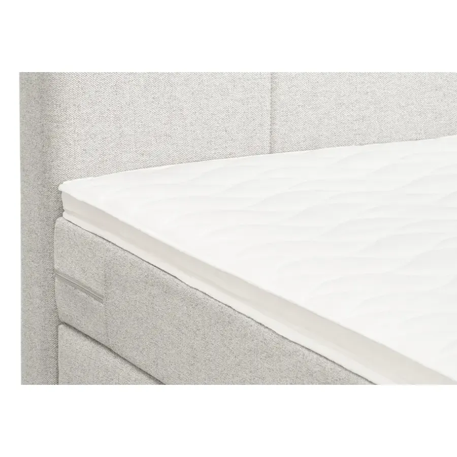 2-Persoons Boxsprings-Leen Bakker Boxspring met voetbord Liv geblokt - ecru - 160x200 cm - vierkante poot
