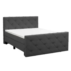 2-Persoons Boxsprings-Leen Bakker Boxspring met voetbord Liv geruit - antraciet - 160x200 cm - vierkante poot