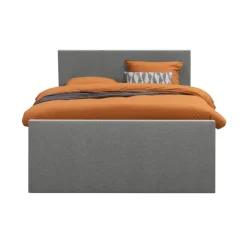 2-Persoons Boxsprings-Leen Bakker Boxspring met voetbord Liv egaal - lichtgrijs - 160x200 cm - vierkante poot