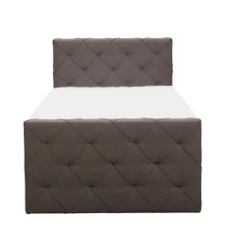 1-Persoons Boxsprings-Leen Bakker Boxspring met voetbord Liv geruit - donkerbruin - 120x200 cm - ronde poot