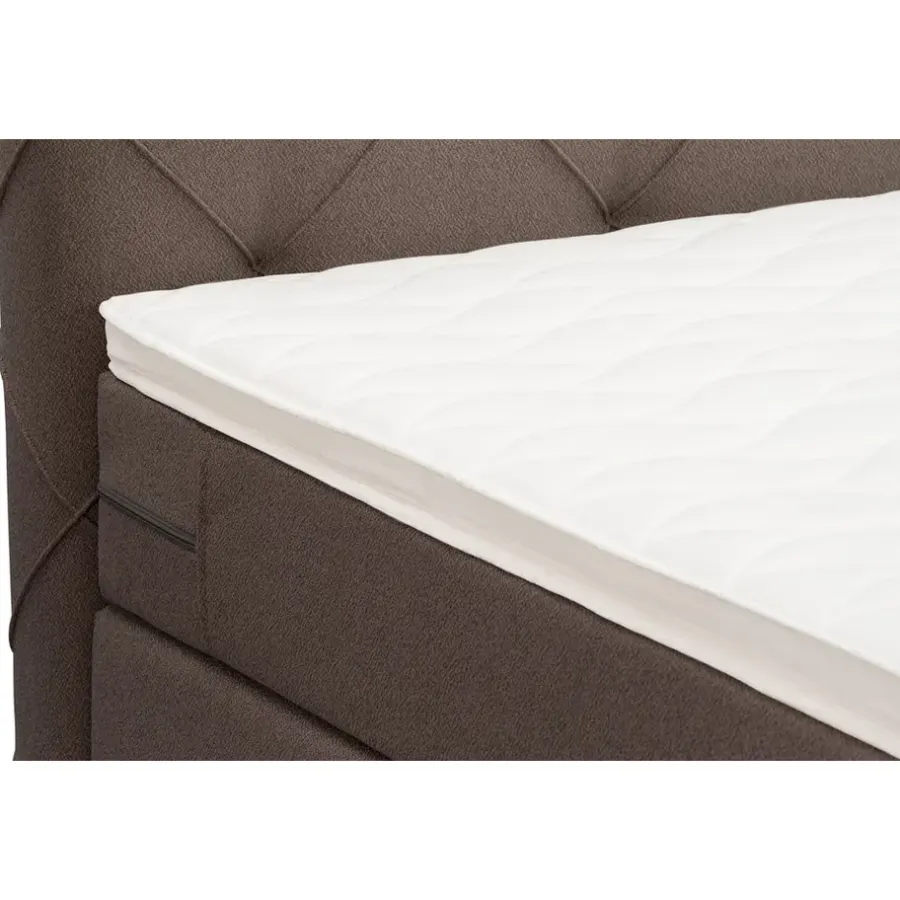 1-Persoons Boxsprings-Leen Bakker Boxspring met voetbord Liv geruit - donkerbruin - 120x200 cm - ronde poot