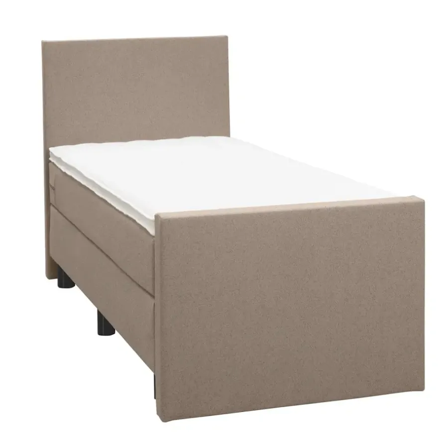 Leen Bakker Boxspring met voetbord Liv egaal - beige - 90x200 cm - ronde poot