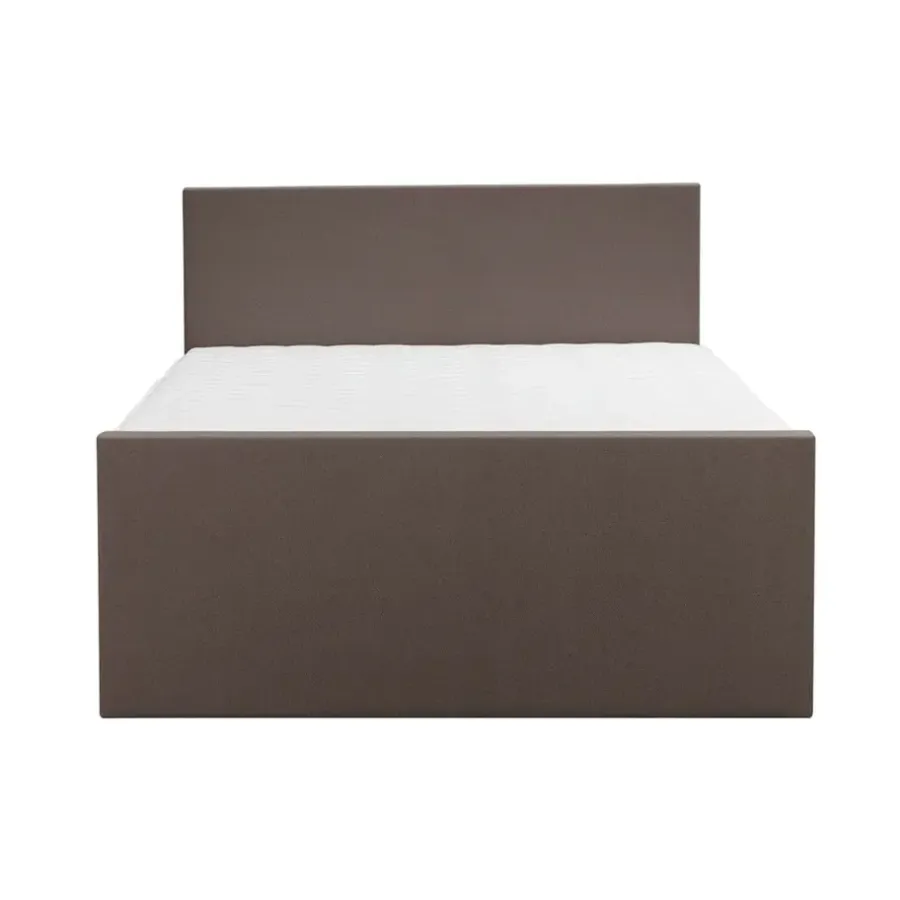 Leen Bakker Boxspring met voetbord Liv egaal - donkerbruin - 160x200 cm - ronde poot