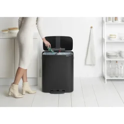 Prullenbakken-Brabantia Bo Hi Pedaalemmer 2 x 30 liter Matt Black