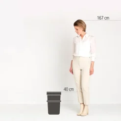 Prullenbakken-Brabantia Sort & Go Afvalemmer - 16L - Grijs