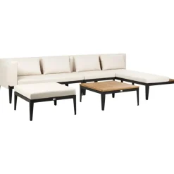 Leen Bakker BRACCIANO - Loungeset 4-zits ottomaan - Lichtbeige - Acaciahout