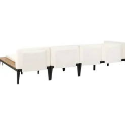 Leen Bakker BRACCIANO - Loungeset 4-zits ottomaan - Lichtbeige - Acaciahout
