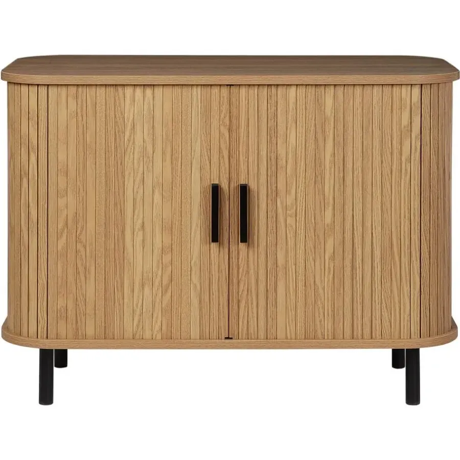 Ladekasten|Ladekasten-Beliani BRADLEY - Commode - Lichthout/Zwart - MDF