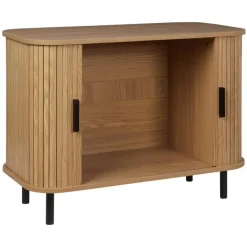 Ladekasten|Ladekasten-Beliani BRADLEY - Commode - Lichthout/Zwart - MDF