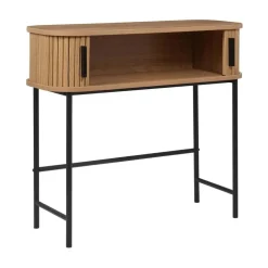 Sidetables-Beliani BRADLEY - Sidetable - Lichthout/Zwart - MDF
