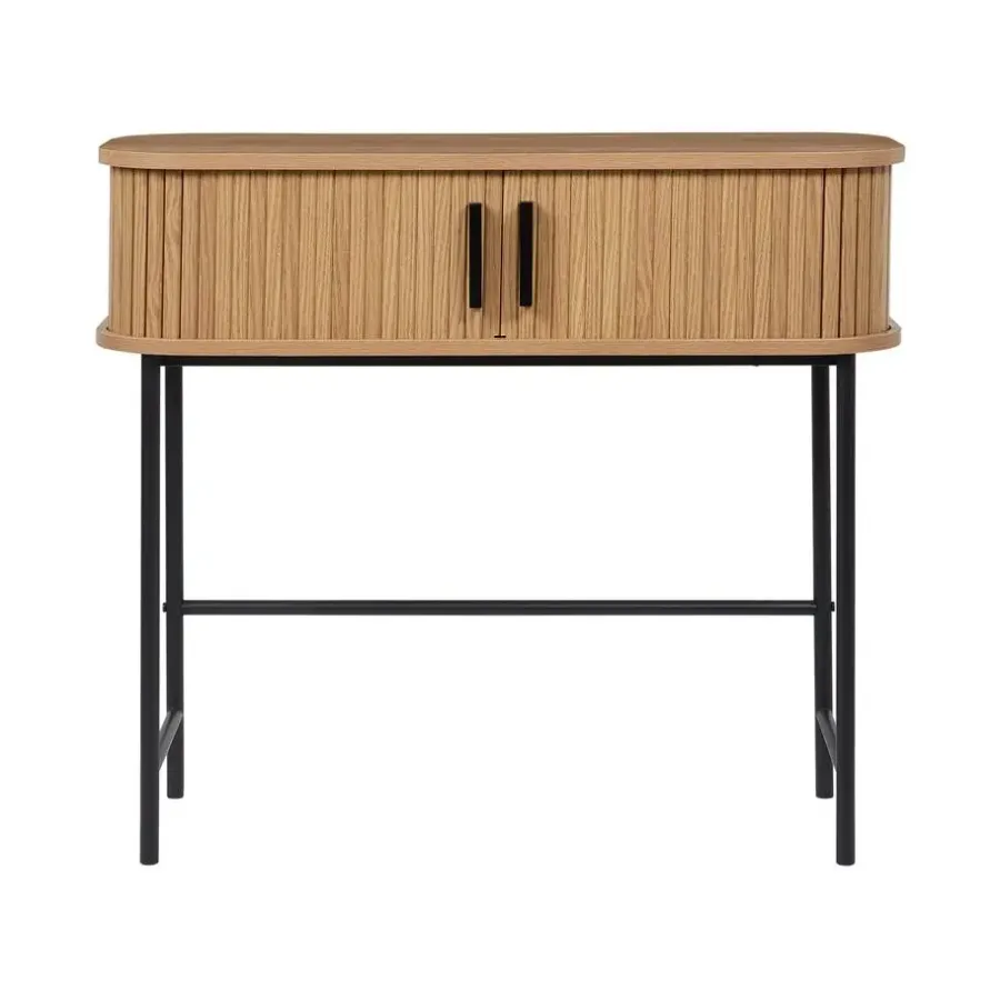Sidetables-Beliani BRADLEY - Sidetable - Lichthout/Zwart - MDF