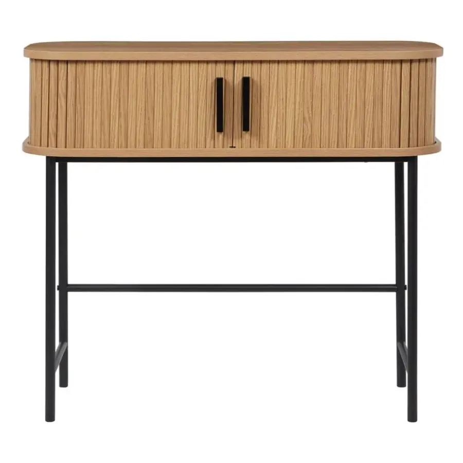 Sidetables-Beliani BRADLEY - Sidetable - Lichthout/Zwart - MDF