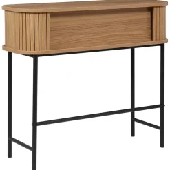 Sidetables-Beliani BRADLEY - Sidetable - Lichthout/Zwart - MDF