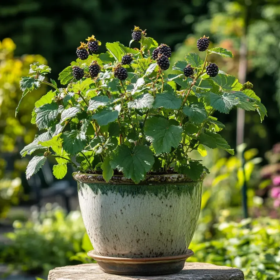 Planten|Bomen-Plant in a Box Bramenplant - Set van 2 - Rubus fruticosus 'Thornfree' - Hoogte 50-60cm - ⌀15cm