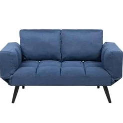 Slaapbanken|Slaapbanken-Beliani BREKKE - Slaapbank - Blauw - Polyester
