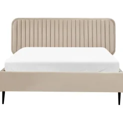 Beliani BRIN - Tweepersoonsbed - Taupe - 140 x 200 cm - Fluweel