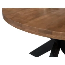 Industriële Eettafels|Ronde Eettafels-Brix - Eetkamertafel Rond - 130 cm - Mangohout - Bruin