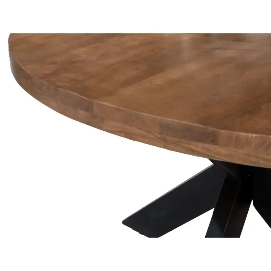 Industriële Eettafels|Ronde Eettafels-Brix - Eetkamertafel Rond - 130 cm - Mangohout - Bruin
