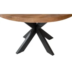 Industriële Eettafels|Ronde Eettafels-Brix - Eetkamertafel Rond - 130 cm - Mangohout - Bruin