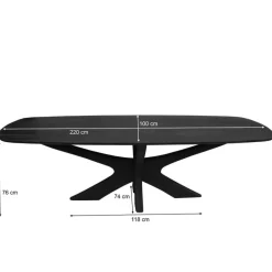 Houten Eettafels-Brix - Eetkamertafel Montreaux - Zwart - Mangohout - 220 cm