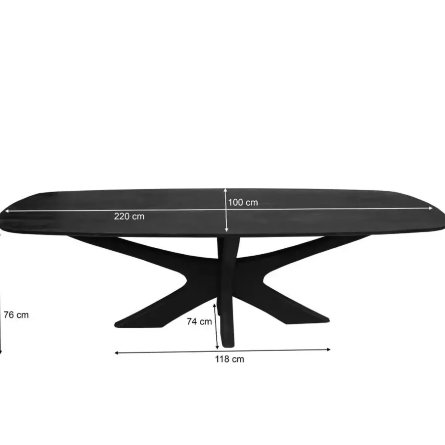 Houten Eettafels-Brix - Eetkamertafel Montreaux - Zwart - Mangohout - 220 cm