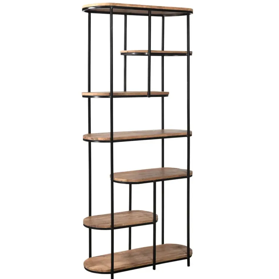 Wandrekken-Livingfurn Brix - Kabinetkast Milou - 84x190cm - Marmer en Gecoat Staal - Bruin