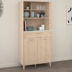 Buffetkasten-Parisot Buffetkast Galatee met 2 deuren & 1 lade - eikdecor/wit