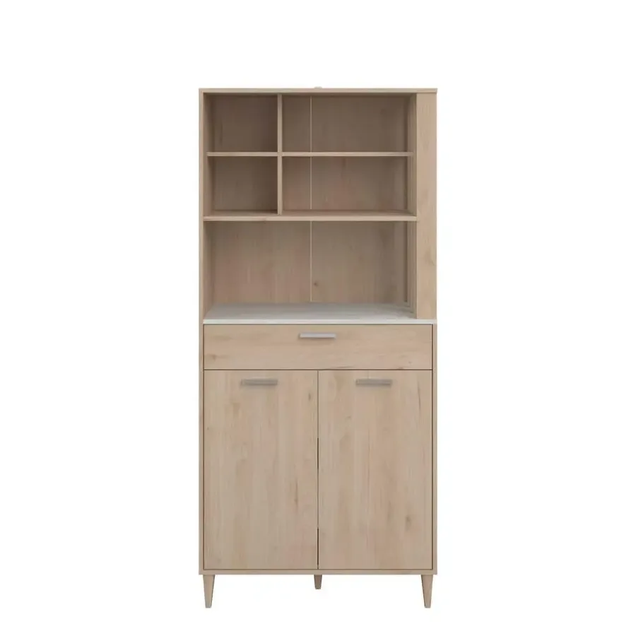 Buffetkasten-Parisot Buffetkast Galatee met 2 deuren & 1 lade - eikdecor/wit