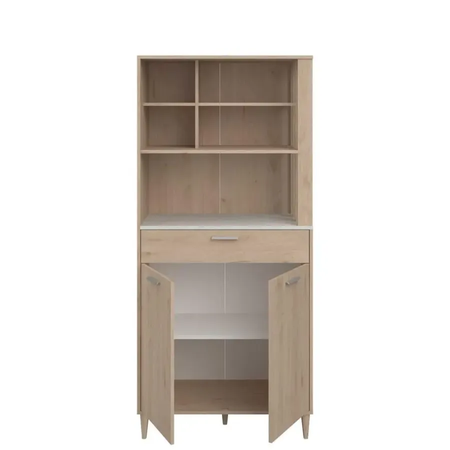 Buffetkasten-Parisot Buffetkast Galatee met 2 deuren & 1 lade - eikdecor/wit