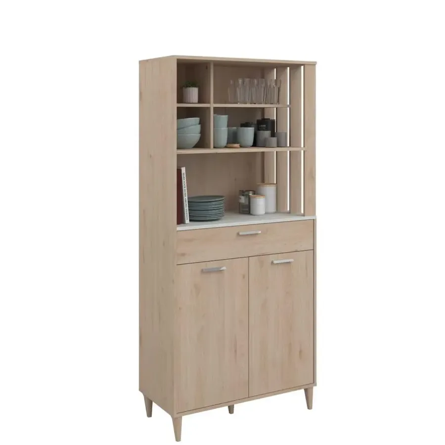 Buffetkasten-Parisot Buffetkast Galatee met 2 deuren & 1 lade - eikdecor/wit