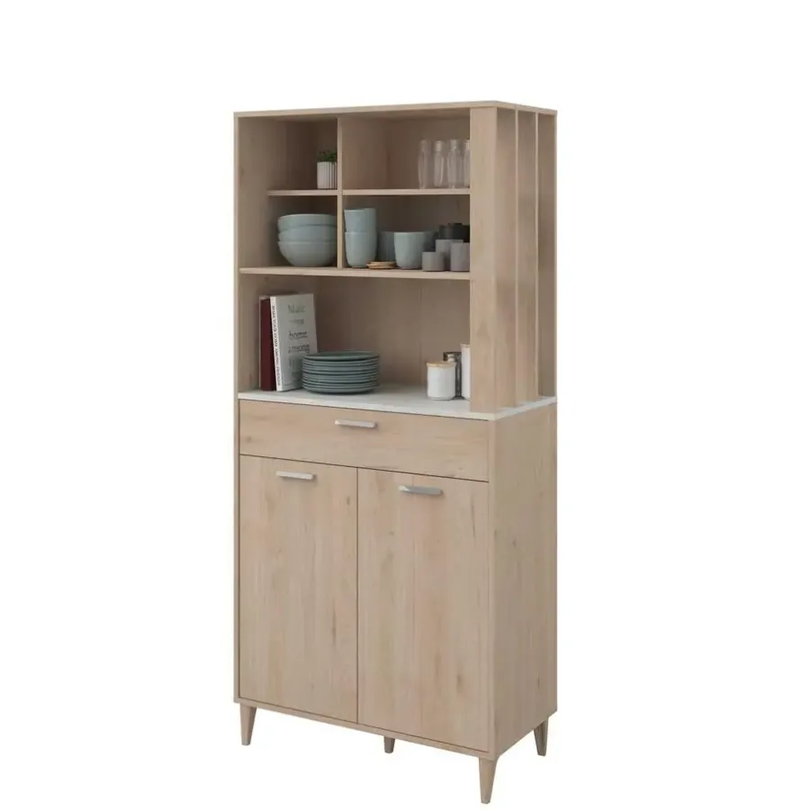 Buffetkasten-Parisot Buffetkast Galatee met 2 deuren & 1 lade - eikdecor/wit
