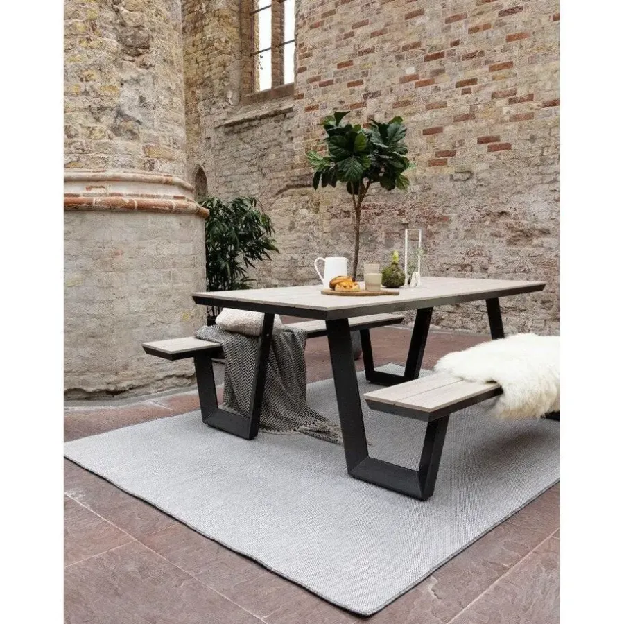 Eva Interior Buitenkleed Mono - Grijs/Wit - Dubbelzijdig - - 230 x 160 cm