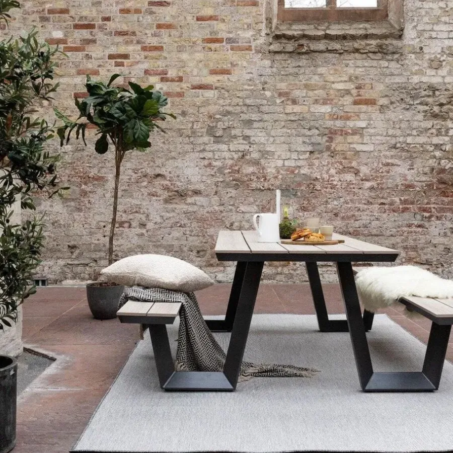Eva Interior Buitenkleed Mono - Grijs/Wit - Dubbelzijdig - - 230 x 160 cm