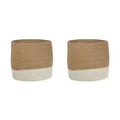 Opbergmanden-Beliani BULANIK - Mand set van 2 - Beige/Wit - Jute