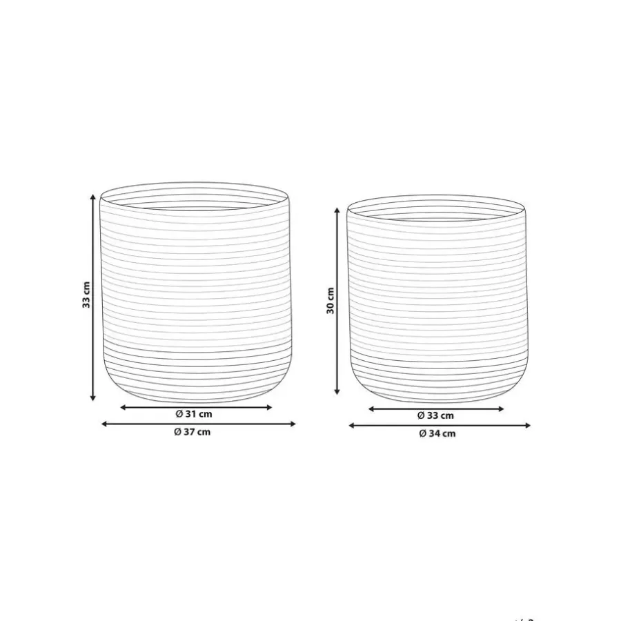Opbergmanden-Beliani BULANIK - Mand set van 2 - Beige/Wit - Jute