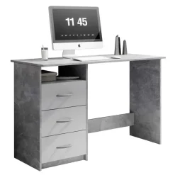 Emob Bureau Adriano 123cm met 3 lades - beton/wit