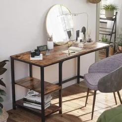 Bureaus-Vasagle Bureau Fabrice 120cm 2 legplanken - rustiek bruin/zwart