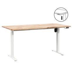 Homeworx Bureau zit/sta elektrisch verstelbaar – mangohout/wit - 75/118x160x80 cm