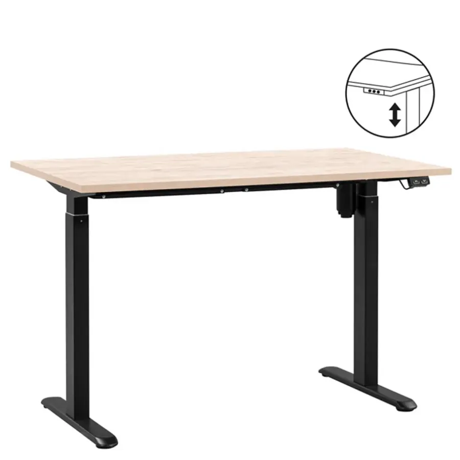 Zit-Sta-Bureaus-Homeworx Bureau zit/sta elektrisch verstelbaar – eikenkleur/zwart - 75/118x120x70 cm