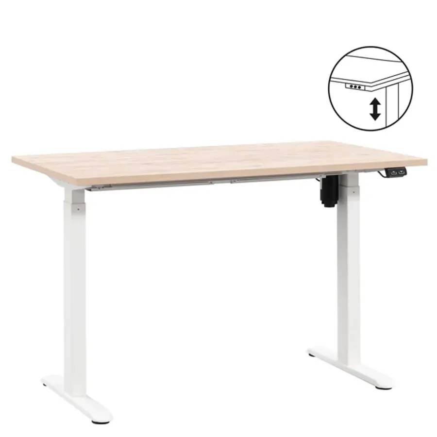 Zit-Sta-Bureaus-Homeworx Bureau zit/sta elektrisch verstelbaar – eikenkleur/wit - 75/118x120x70 cm