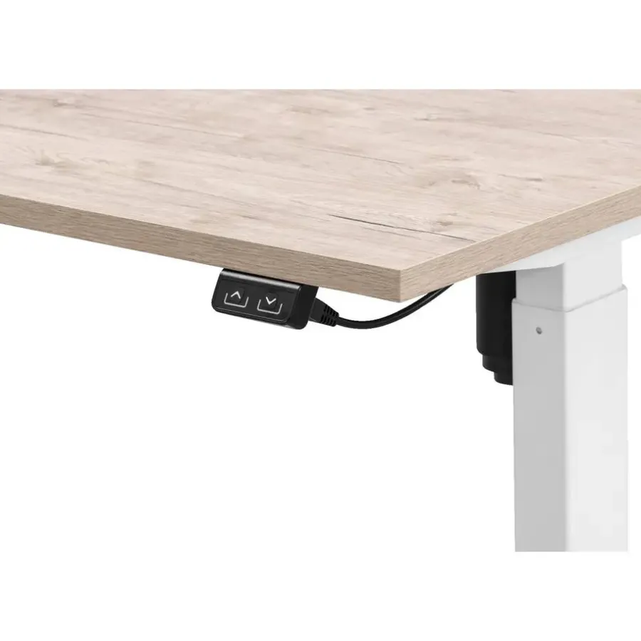 Zit-Sta-Bureaus-Homeworx Bureau zit/sta elektrisch verstelbaar – eikenkleur/wit - 75/118x160x80 cm