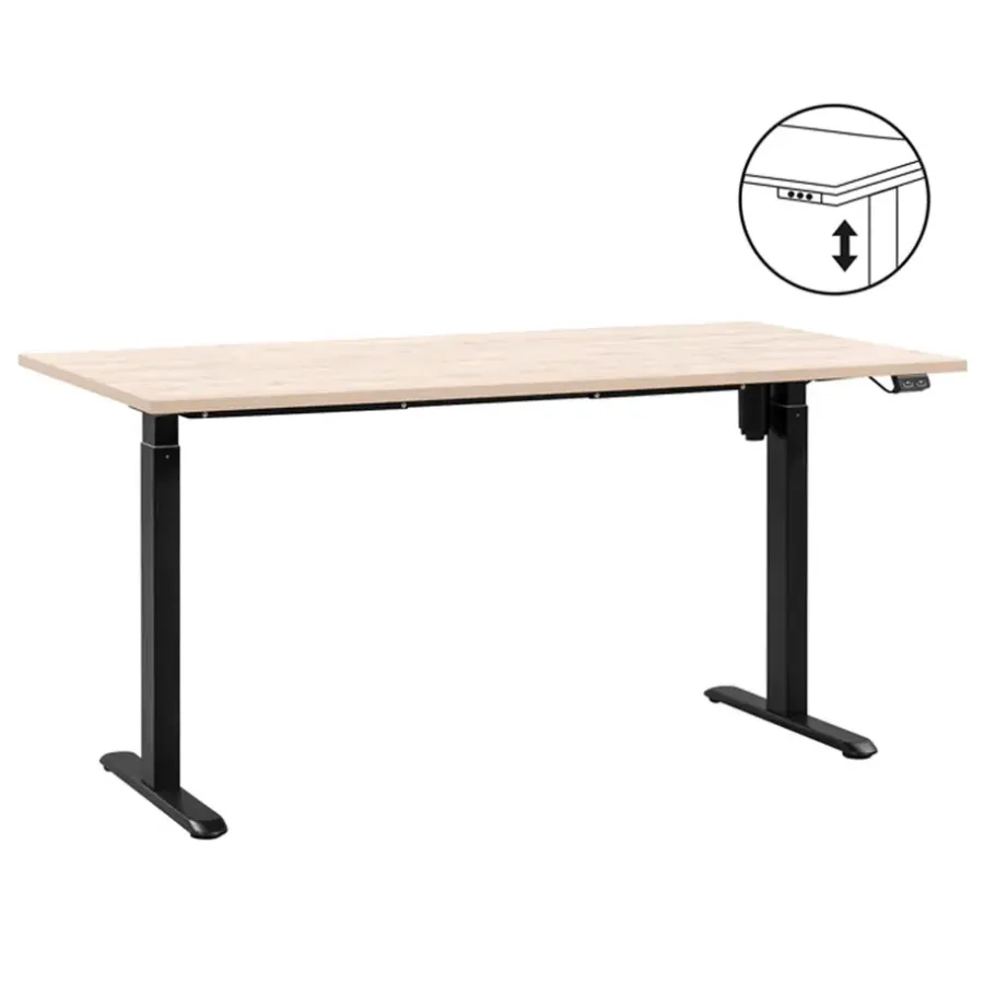 Homeworx Bureau zit/sta elektrisch verstelbaar – eikenkleur/zwart - 75/118x160x80 cm