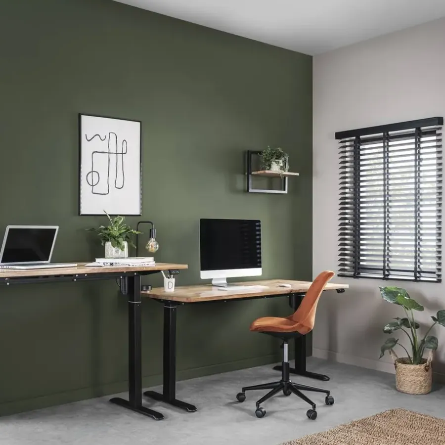 Homeworx Bureau zit/sta elektrisch verstelbaar – mangohout/zwart - 75/118x160x80 cm