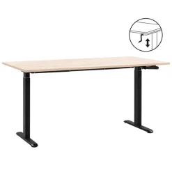 Homeworx Bureau zit/sta handmatig verstelbaar – eikenkleur/zwart - 75/118x160x80 cm